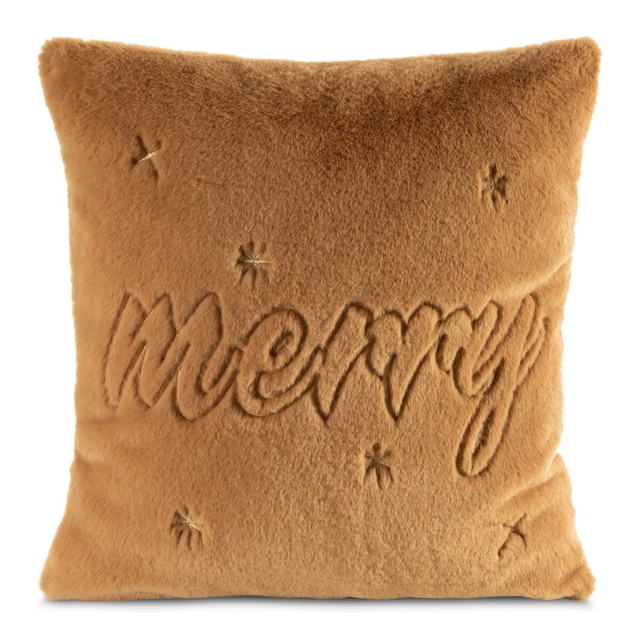 Karácsonyi párnahuzat, 45 x 45 cm, Eurofirany, mustársárga