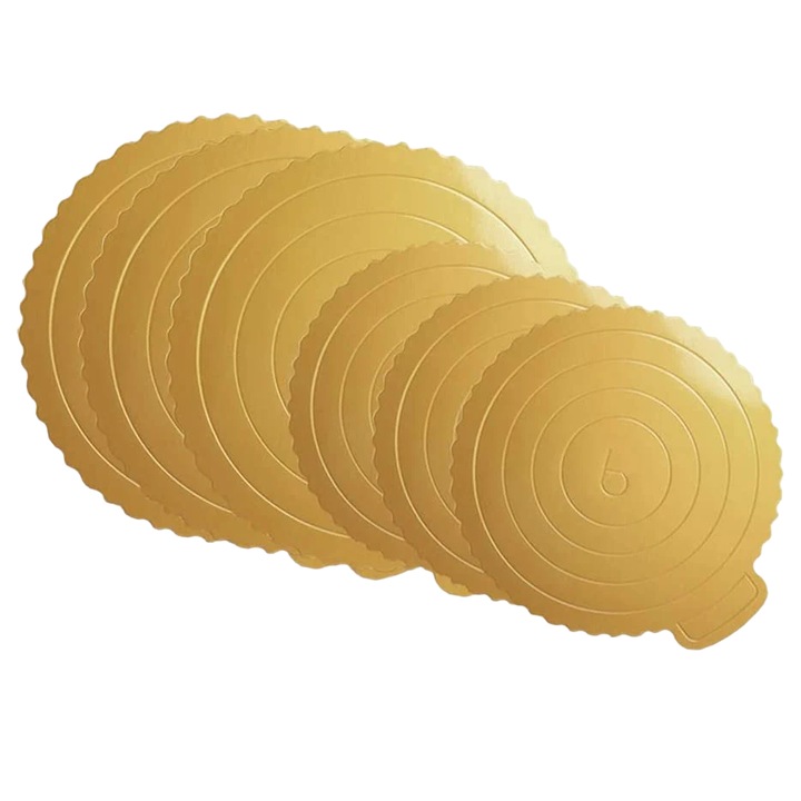Комплект от 6 подложки sinzau, картонени, кръгли, златисти, 19/25 см