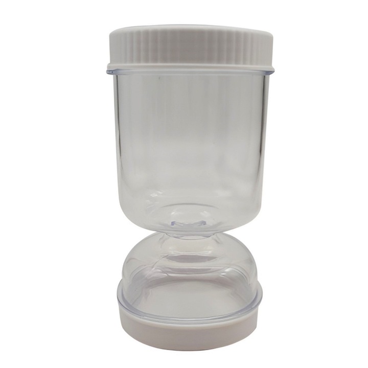 Borcan pentru Muraturi, OPTIM SOLUTION, Separator pentru Lichide, Ermetic, Termorezistent, Tip Clepsidra, 2 Furculite Incluse, ABS, PP, 800 ml, 18 x 9 x 9 cm, Alb