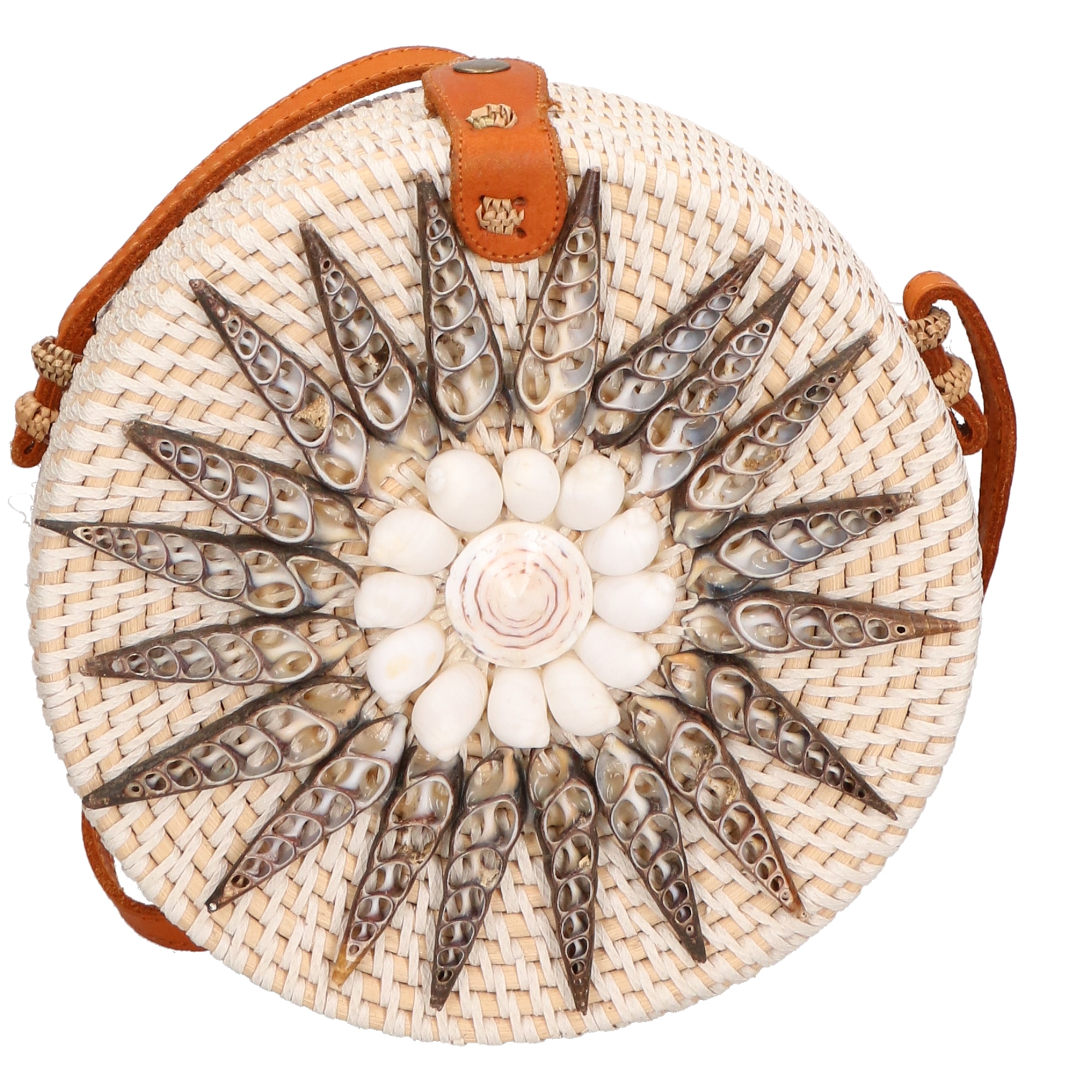 Gave Lux, Geanta crossbody din paie, Alb murdar