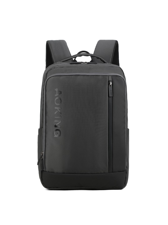 Aoking, Rucsac cu imprimeu logo si barete ajustabile, Gri inchis