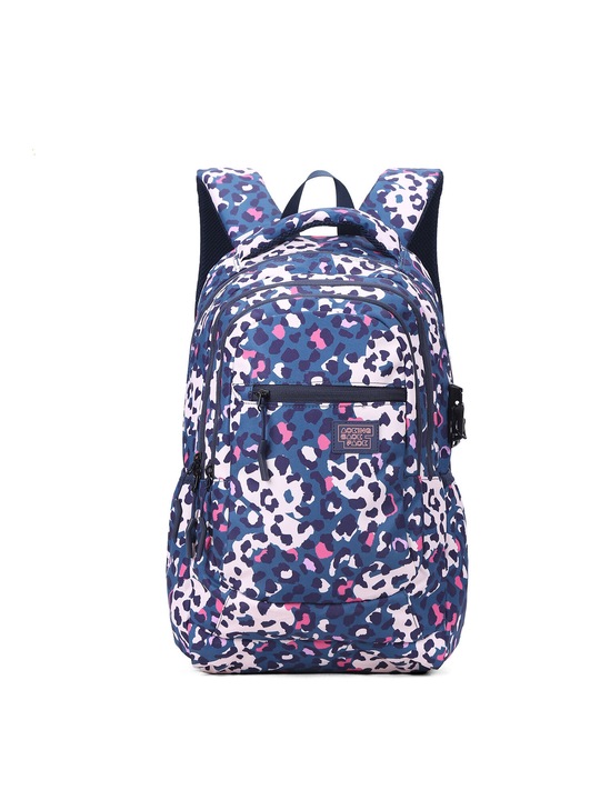 Aoking, Rucsac unisex cu animal print, Alb, Roz deschis, Albastru