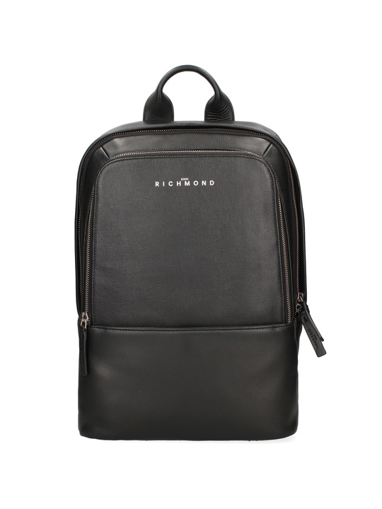 John Richmond, Rucsasc din piele cu barete ajustabile, Negru