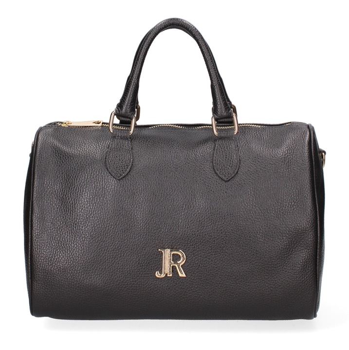 John Richmond, Geanta din piele cu maner si bareta din material textil, Auriu, Negru