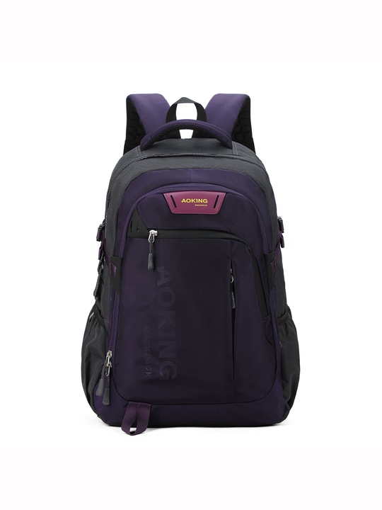 Aoking, Rucsasc cu imprimeu logo si buzunare, Negru, Violet