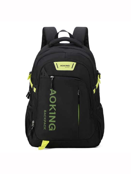 Aoking, Rucsac cu imprimeu logo, Negru, Verde deschis