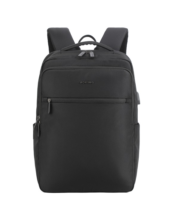Aoking, Rucsac unisex cu buzunar pentru laptop, Negru