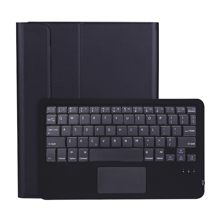 Husa cu tastatura iPad cu textura de piele de miel, design ultra-subtire, Bluetooth, suport pentru stilou, touchpad, compatibila cu iPad Air 5 2022, Air 4 2020, Pro 11 inch, negru