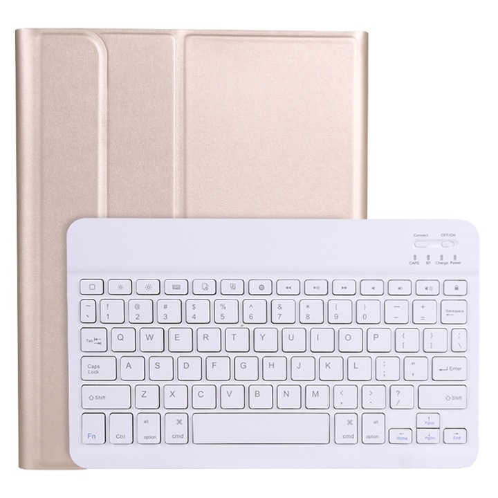Husa cu tastatura compatibila iPad Pro 11 inch 2021, Bluetooth 3.0 ultra-subtire, detasabila, suport & slot pentru stilou, auriu