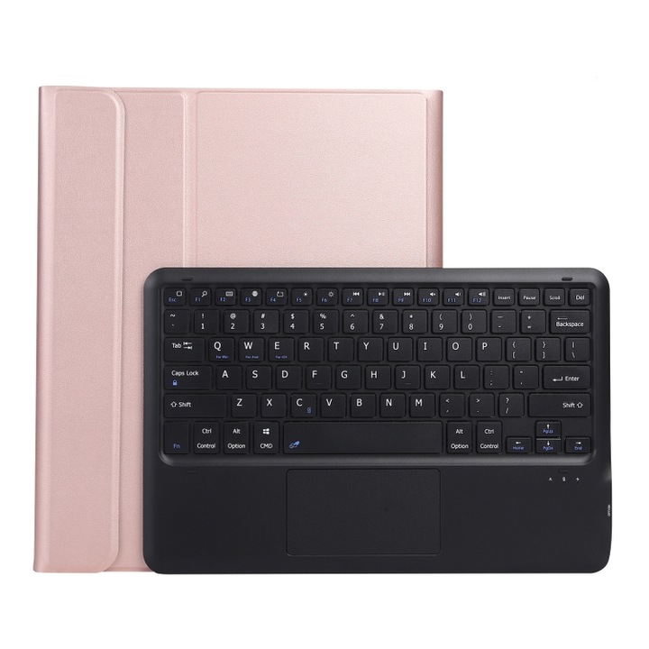 Husa cu tastatura compatibila iPad cu touchpad, loc pentru stilou, suport, design ultra-subtire, Bluetooth compatibila iPad Pro 129 2021/2020/2018, Rose Gold