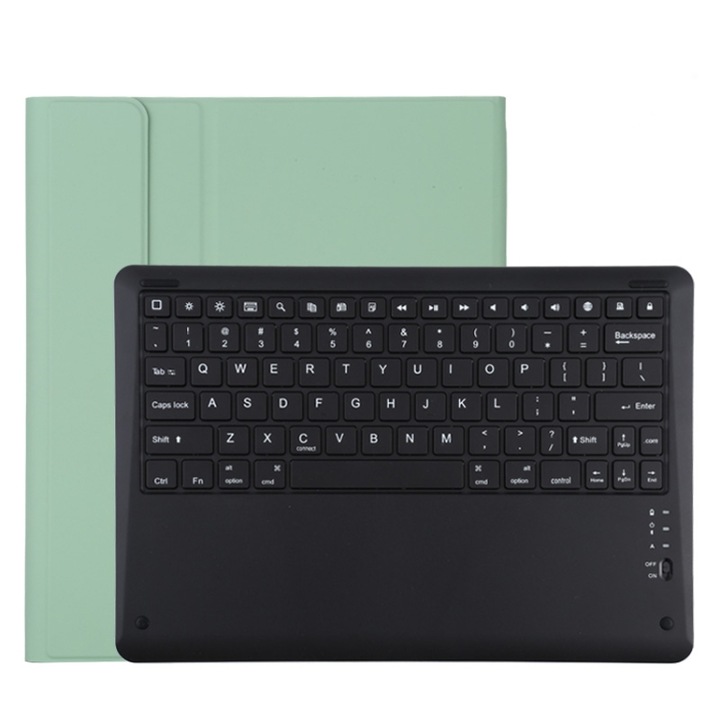 Husa cu tastatura iPad cu tastatura Bluetooth detasabila si piele microfibra, compatibila iPad Pro 129 inch 2020, suport inclus in verde