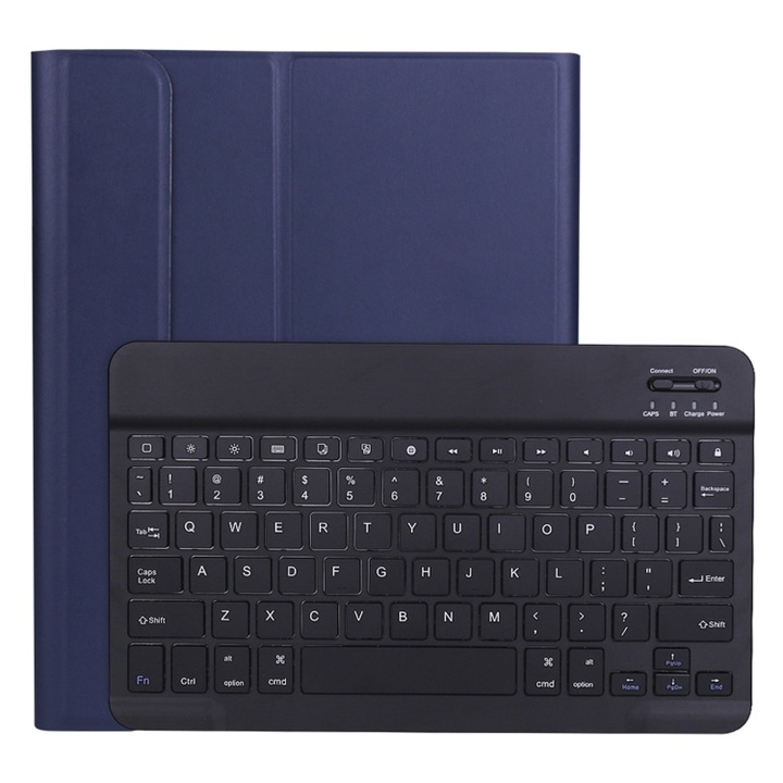 Husa cu tastatura compatibila iPad, tastatura Bluetooth detasabila si slot pentru creion compatibila iPad Pro 11 inch 2021 in albastru inchis, design ultra-subtire