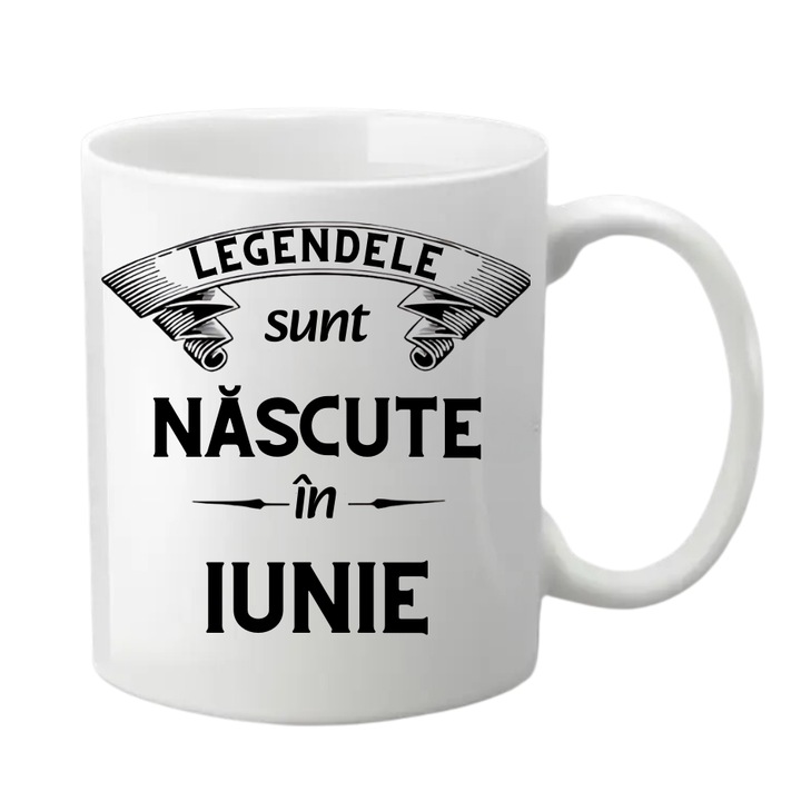 Персонализирана чаша - Legends are born in June, бяла, 330 мл