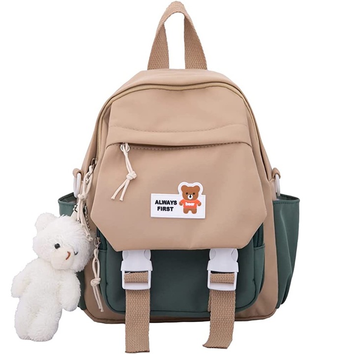 Jormftte hátizsák, mini, barna/zöld, 26x22x8cm