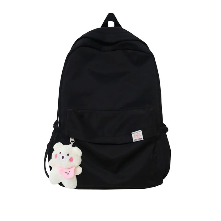 Jormftte hátizsák, fekete, 43x29x13cm, cipzáras záródás