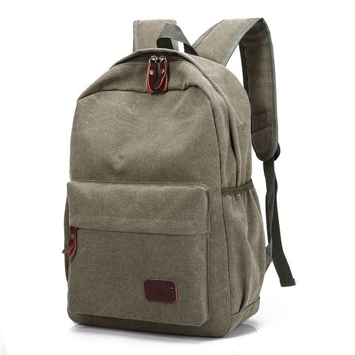 Jormftte vászon hátizsák, 17.3"x11.8"x5.1", Hadsereg zöld