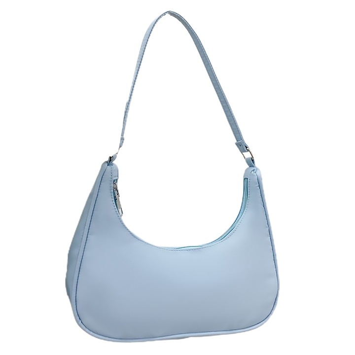 Bőrből készült válltáska, Jormftte, vintage stílusú, világoskék, kis méretű