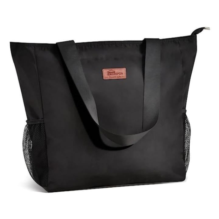 Jormftte női válltáska, vízálló, könnyű, nagy, cipzáras, fekete