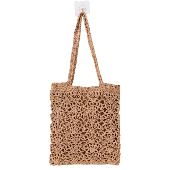 Szőtt pamut válltáska, Jormftte, bézs, 28x30x2cm, strandra, utazásra, ajándékba.