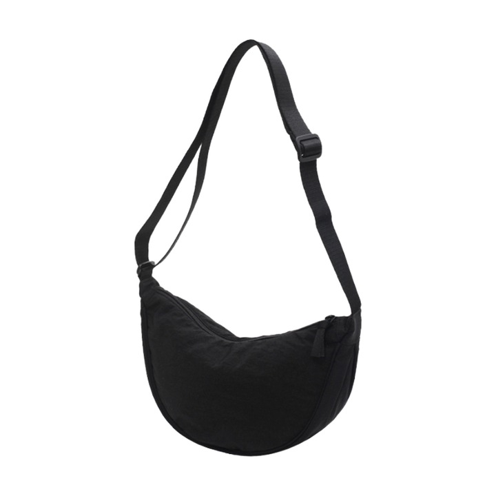 Unisex Jormftte válltáska, "dumpling" típusú, nylon, fekete/fehér/szürke/zöld, 31x16x9cm