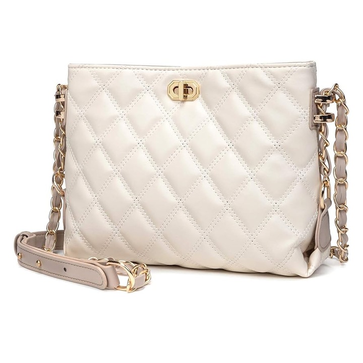 Jormftte női válltáska, PU bőr, fehér/fekete/zöld, 20x17x5cm, városi stílusú