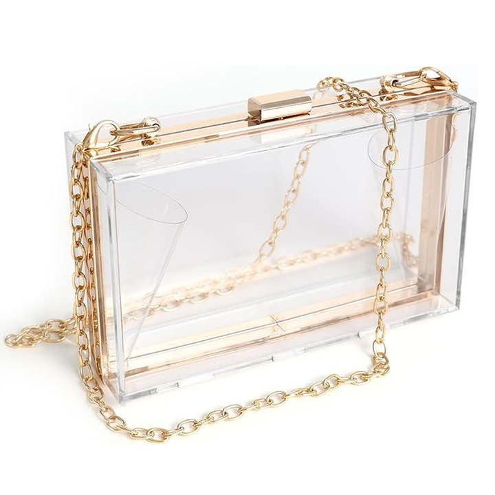 Jormftte női válltáska, átlátszó kézitáska, fekete és fehér, mérete 18x12x5cm