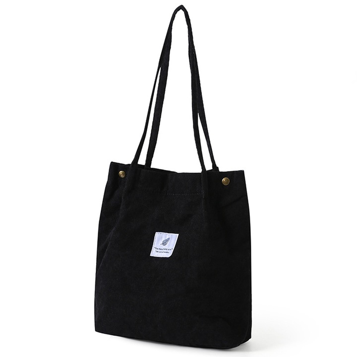 Válltáska vászon, hordozható, nagy kapacitású, kordbársony, belső zsebbel, 1. stílus