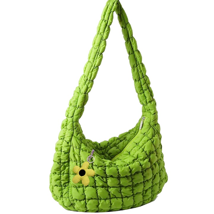 Jormftte keresztpántos táska, gombóc mintás, fehér/zöld/kék/fekete, 48x33x17cm, 1 darabos szett.