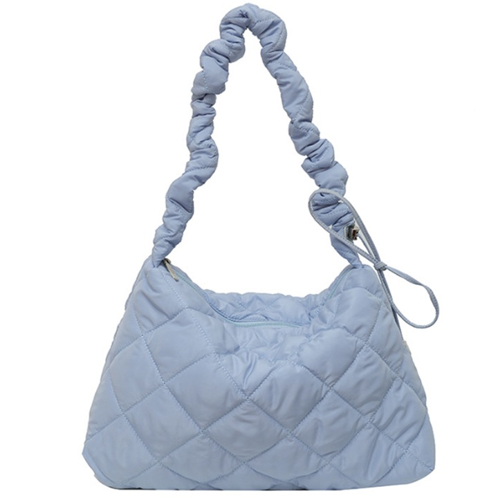 Jormftte női válltáska, bolyhos modell, nagy kapacitású, világoskék, 16.5x10.2x6in