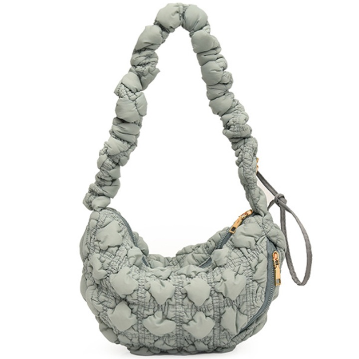 Jormftte női válltáska, bolyhos modell, nagy kapacitású, szürke, 30x18x9cm