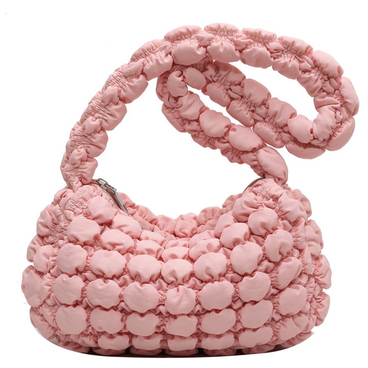 Női crossbody táska, bolyhos modell, nagy kapacitású, rózsaszín, 30x40cm