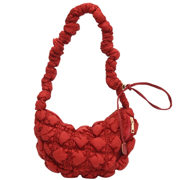 Jormftte női válltáska, bolyhos modell, jujubavörös, mérete 30x18x9cm, nagy kapacitású