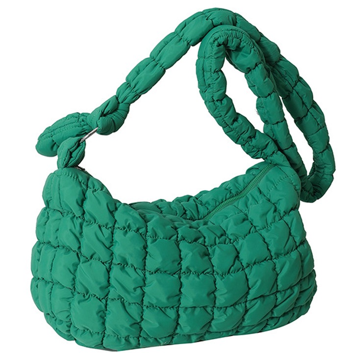 Nejlonból bélelt táska, cipzáras kialakítás, nagy kapacitású, 37x22x10cm, zöld