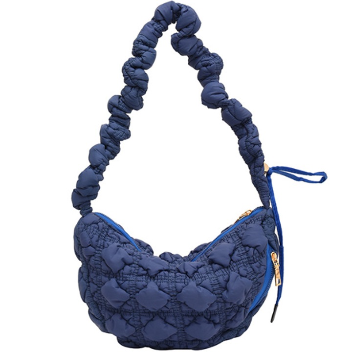 Jormftte női válltáska, bolyhos modell, nagy kapacitású, királykék, 30x18x9cm