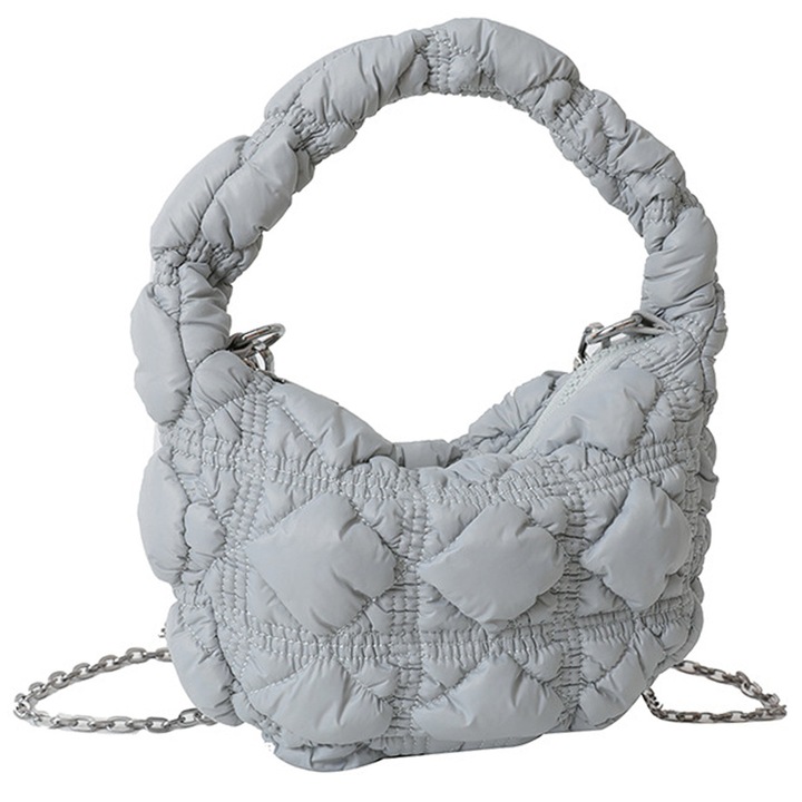 Jormftte válltáska, bolyhos mintázatú, nagy kapacitású, szürke, 19,5x11,7x5 cm