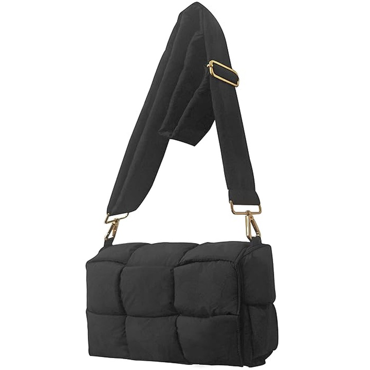 Чанта тип „тоут“, плетен дизайн, размери 32x14x20см, черна