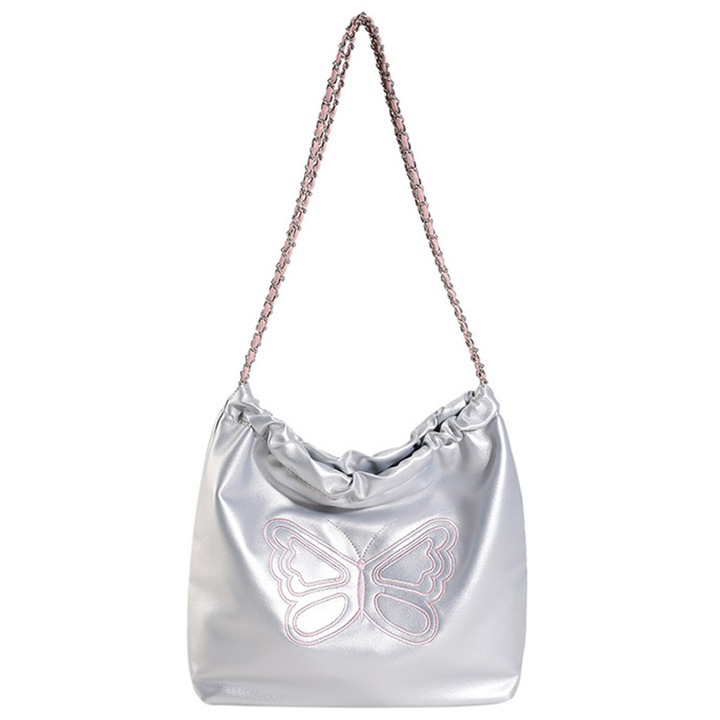 Jormftte női válltáska, ezüst, 34x28x9cm, könnyű, vízálló, 1 db-os szett