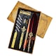 Set complet de stilouri de caligrafie, gxwcyi, 1 stilou cu pana, 1 stilou din lemn, cerneala colorata, 5 + 12 niburi interschimbabile, cutie clasica