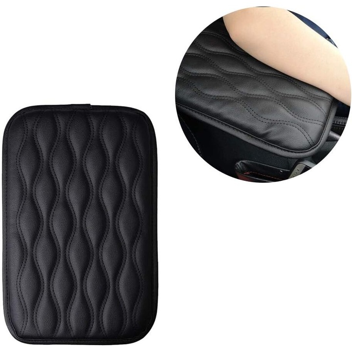 BGHYHYHI подлакътник за кола, кожа/мемори пяна, черен, универсален, водоустойчив