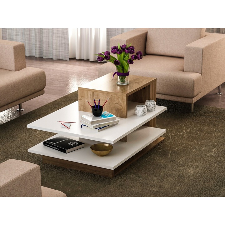 Masa de cafea, M-0128, Alb, 84x43x60 cm