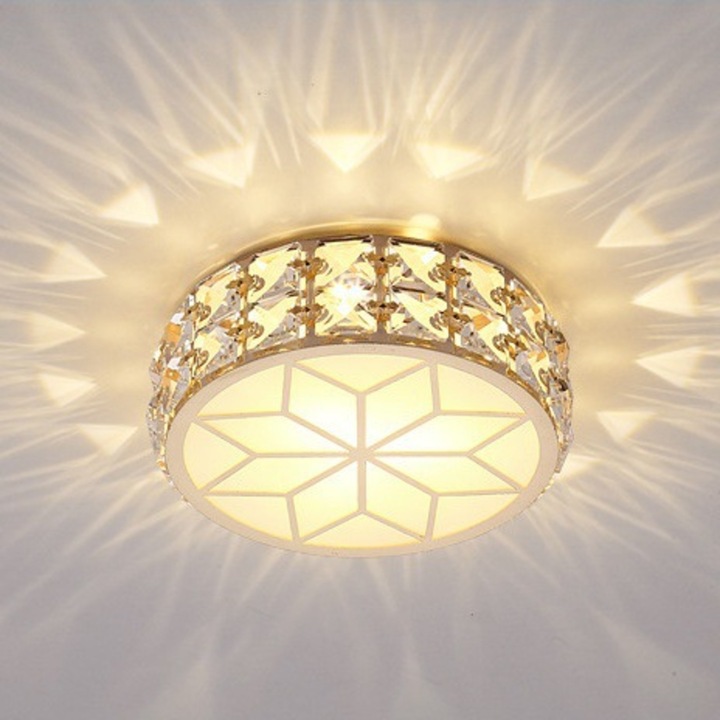 Plafoniera Crystal LED Auriu, Rotunda, 20 x 20 x 10 cm, 24W, LALELULI®
