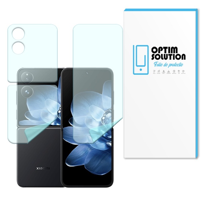 Elöl-hátsó regenerálható hidrogél fólia Xiaomi Mix Fliphez, OPTIM OLDAT, nagy érzékenység, UHD tisztaság, ütéselnyelés, rugalmas hidrokristály, szilikon összetételű ultrasafe membrán, elit osztályú védelem, átlátszó