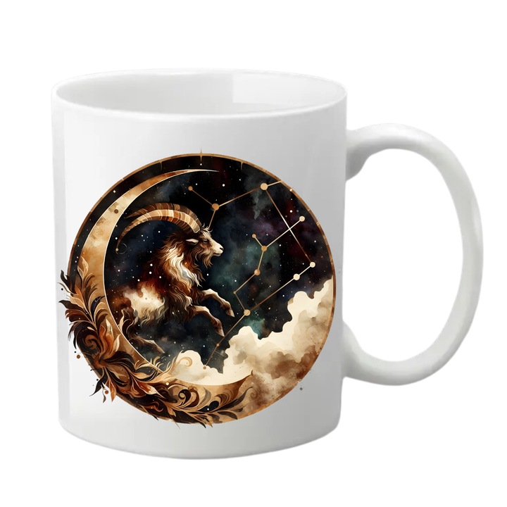 Cana personalizata - Zodiac, Capricorn, alba, 330 ml