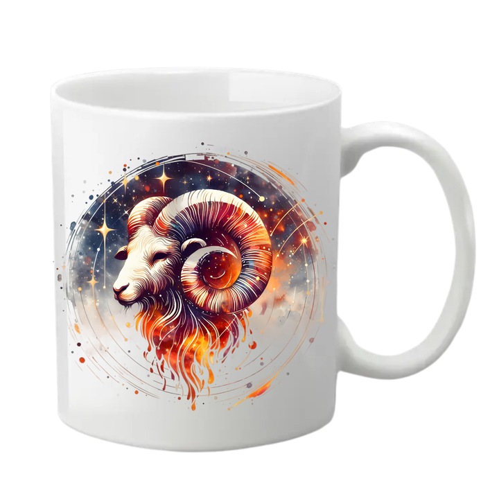 Cana personalizata - Zodiac, Berbec, alba, 330 ml