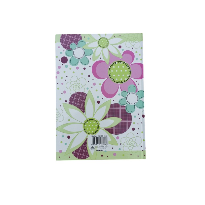 Caiet Block notes, MIXDesign, liniat dictando tip W, A5, 96 file, coperti cartonate, model flori, Roz