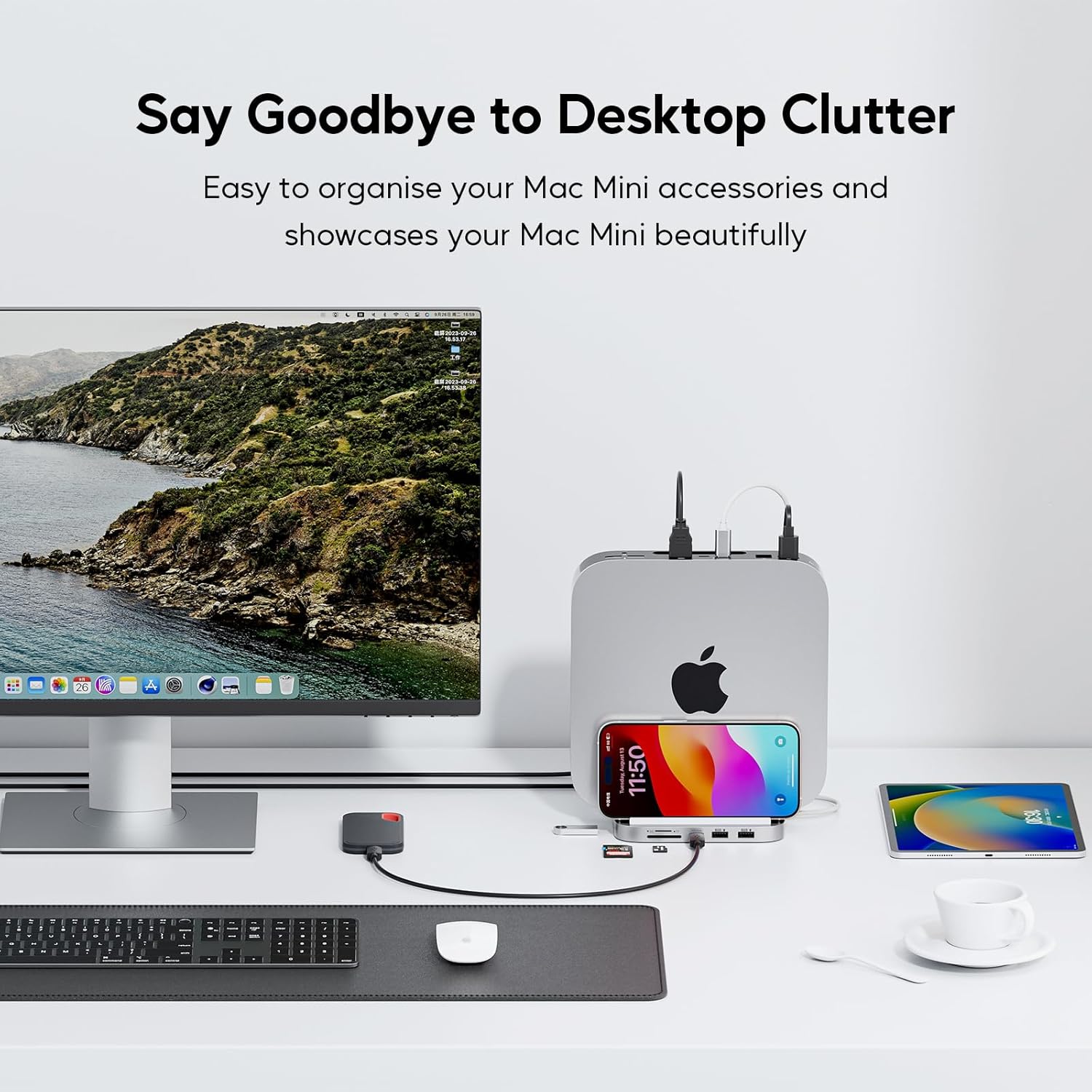 Macデスクトップ Apple Mac mini M1 16GB 512GB Dock Stand GEWOKLIY Mac Mini Dock and Stand With M.2 SSD Enclosure, 10Gbps