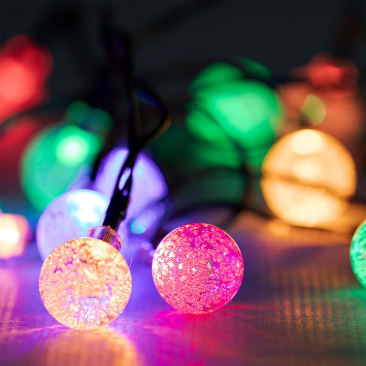 15 LED глобуса, работещи с батерии, осветителна система 1,7 м - многоцветна