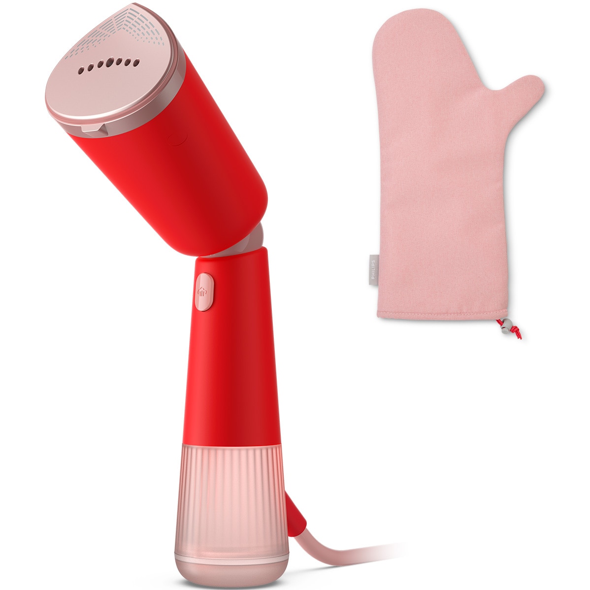 Aparat de calcat vertical portabil Philips STH5020/40 Seria 5000, 1300W, debit de abur 24 g/min, rezervor de apa 120 ml, talpa metalica, cap reglabil pentru calcare verticala si or