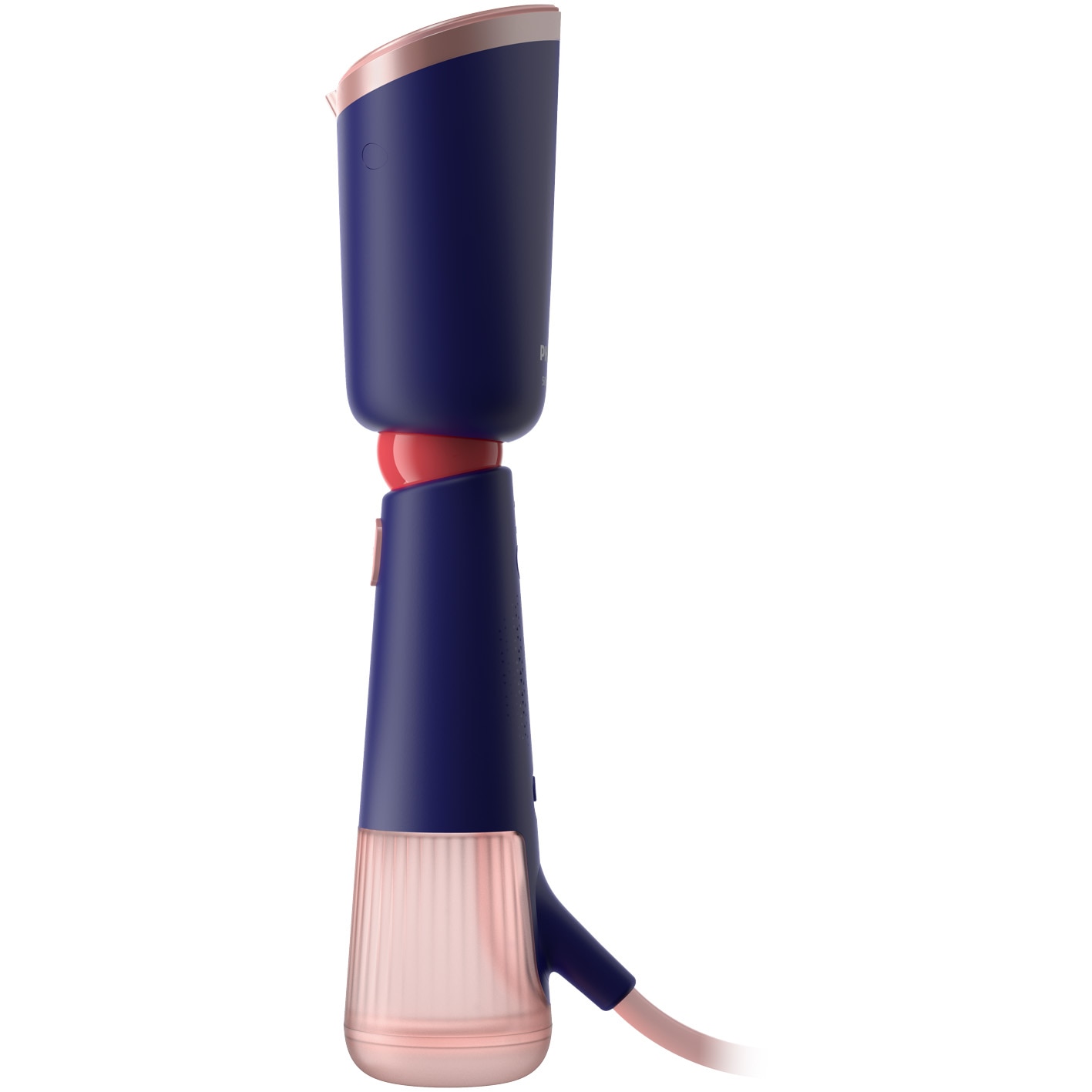 Aparat de calcat vertical portabil Philips STH5030/20 Seria 5000, 1300W, debit de abur 24 g/min, rezervor de apa 120 ml + rezervor suplimentar 200 ml, cap reglabil pentru calcare verticala/orizontala, saculet depozitare/ manusa, StyleMat, albastru
