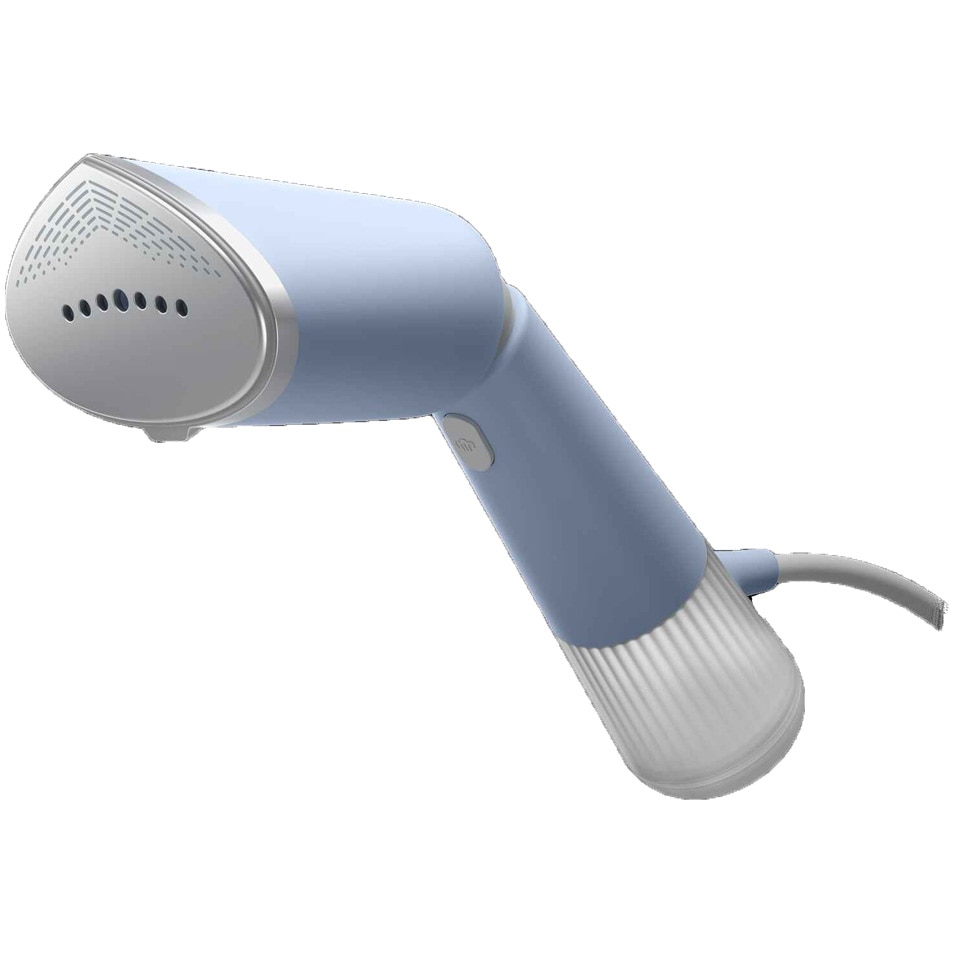 Aparat de calcat vertical portabil Philips STH5020/20 Seria 5000 , 1300W, debit de abur 24 g/min, rezervor de apa 120 ml, talpa metalica, cap reglabil pentru calcare verticala si orizontala, saculet depozitare/ manusa (2in1), albastru deschis
